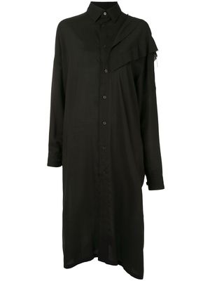Yohji Yamamoto asymmetrical long ruffled shirt - Black