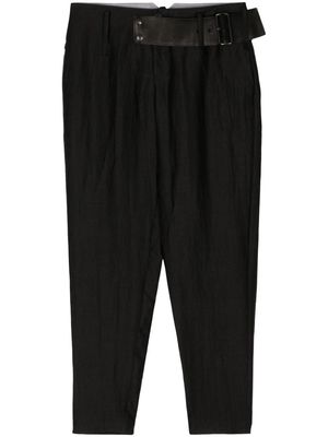 Yohji Yamamoto belted tapered trousers - Black
