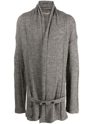 Yohji Yamamoto belted-waist maxi cardigan - Grey