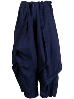 Yohji Yamamoto Big Tuck gathered-panel trousers - Blue
