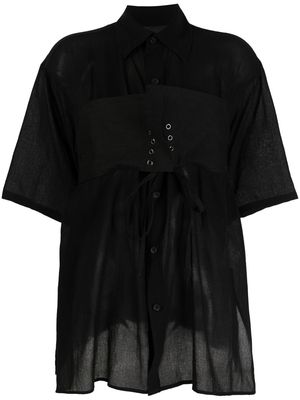 Yohji Yamamoto button-down short-sleeve shirt - Black