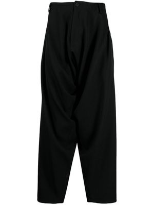 Yohji Yamamoto button-fastening wool drop-crotch trousers - Black