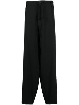 Yohji Yamamoto button-fastening wool tailored trousers - Black
