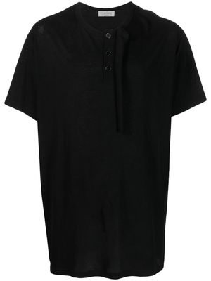Yohji Yamamoto button-placket cotton T-shirt - Black