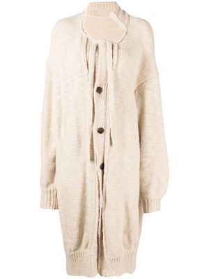 Yohji Yamamoto Buttoned longline knitted cardigan - White