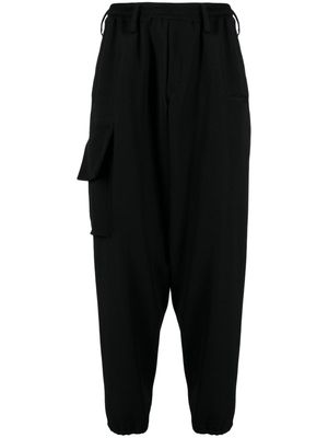 Yohji Yamamoto cargo-pocket wool drop crotch trousers - Black