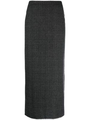 Yohji Yamamoto check-pattern wool blend pencil skirt - Grey
