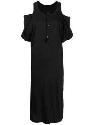 Yohji Yamamoto cold-shoulder midi dress - Black