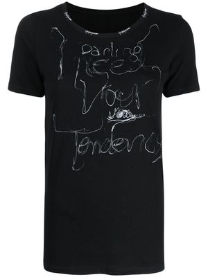 Yohji Yamamoto contrast-lettering cotton T-shirt - Black