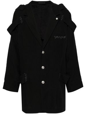 Yohji Yamamoto contrast-stitch single-breasted blazer - Black