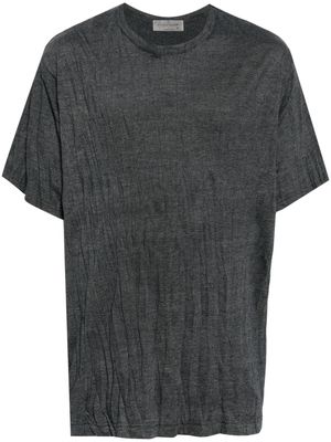 Yohji Yamamoto crinkled-effect cotton-blend T-shirt - Neutrals