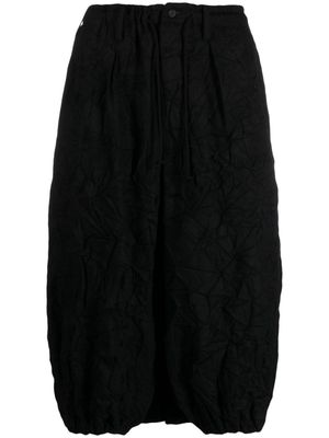 Yohji Yamamoto crinkled flannel drop-crotch shorts - Black
