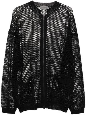 Yohji Yamamoto crochet-knit zip-up sweatshirt - Black