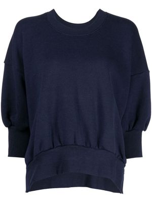 Yohji Yamamoto crop-sleeves cotton-blend sweatshirt - Blue