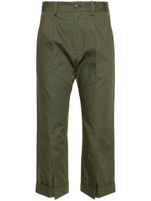 Yohji Yamamoto cropped cotton chino trousers - Green