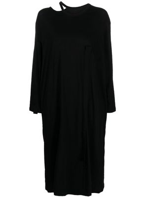 Yohji Yamamoto cut-out detail long-sleeve cotton midi dress - Black