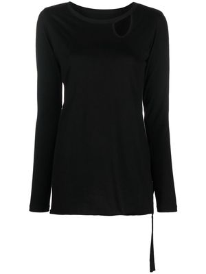 Yohji Yamamoto cut-out detail long-sleeve T-shirt - Black