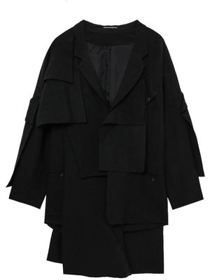 Yohji Yamamoto cut-out layered coat - Black