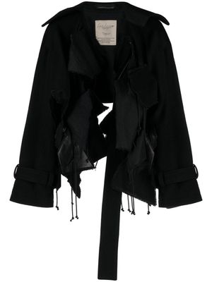 Yohji Yamamoto distressed cropped wool jacket - Black