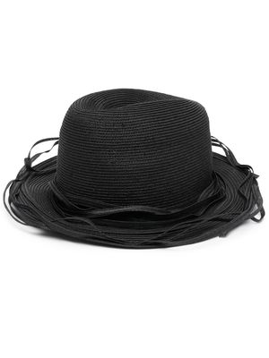 Yohji Yamamoto distressed-effect interwoven hat - Black