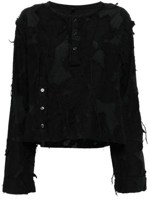 Yohji Yamamoto distressed long-sleeve top - Black