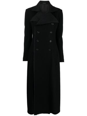 Yohji Yamamoto double-breasted long coat - Black