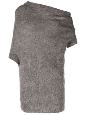 Yohji Yamamoto drape-detail knitted top - Neutrals