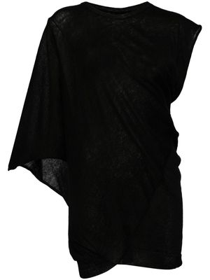 Yohji Yamamoto draped asymmetric knitted top - Black