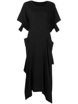 Yohji Yamamoto draped cut-out midi dress - Black