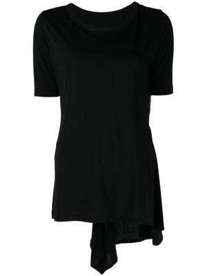 Yohji Yamamoto draped-detail cotton T-shirt - Black