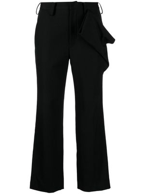 Yohji Yamamoto draped-detail cropped wool trousers - Black