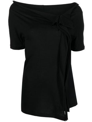 Yohji Yamamoto draped short-sleeve top - Black