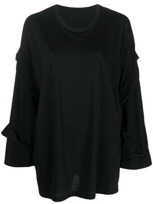 Yohji Yamamoto draped-sleeve cotton sweatshirt - Black