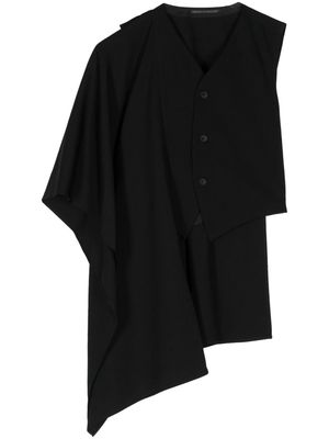 Yohji Yamamoto draped wool waistcoat - Black