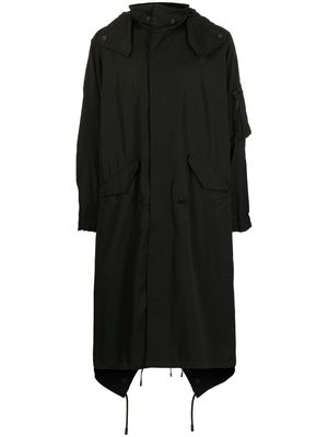 Yohji Yamamoto drawstring hooded coat - Black