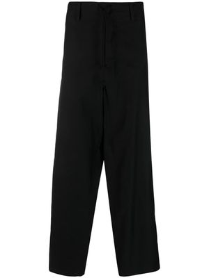 Yohji Yamamoto drawstring-waist cotton trousers - Black