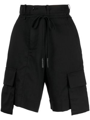 Yohji Yamamoto drawstring-waistband knee-length shorts - Black