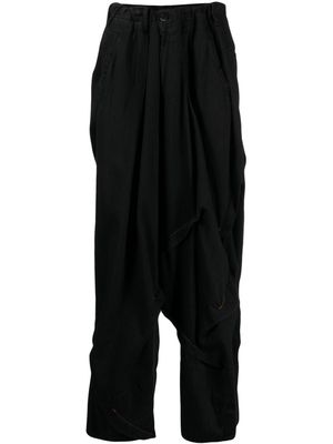Yohji Yamamoto drop-crotch cotton trousers - Black