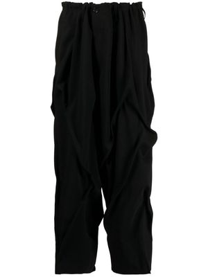 Yohji Yamamoto drop-crotch elasticated-waistband trousers - Black