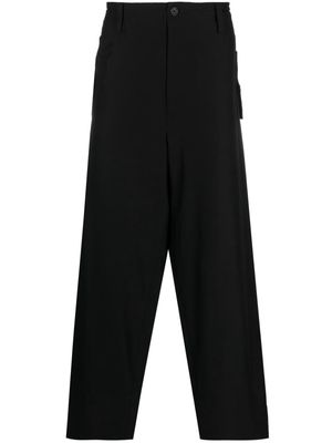 Yohji Yamamoto elasticated-waistband straight-leg trousers - Black