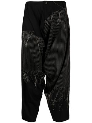 Yohji Yamamoto embroidered draped trousers - Black