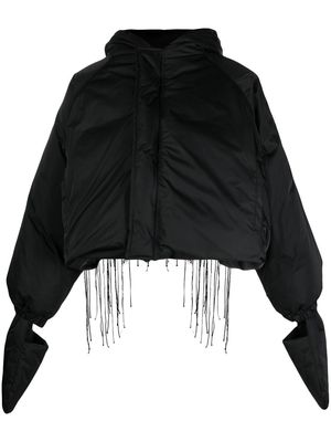 Yohji Yamamoto embroidered mitten-cuff jacket - Black