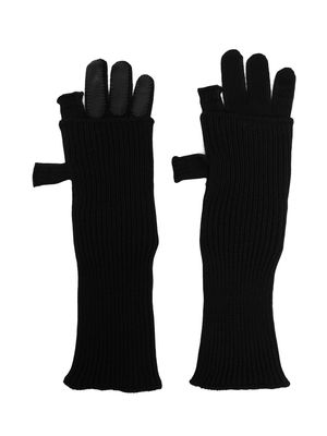 Yohji Yamamoto fingerless-detail knit gloves - Black