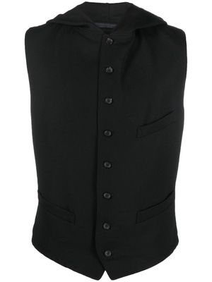 Yohji Yamamoto fitted button-down hooded vest - Black