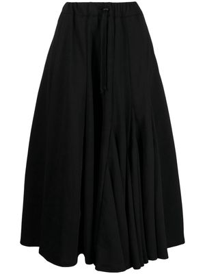 Yohji Yamamoto flared pleated midi skirt - Black