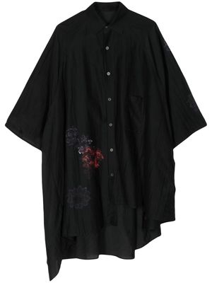 Yohji Yamamoto floral-print asymmetric top - Black