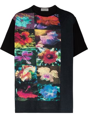 Yohji Yamamoto floral-print short-sleeved T-shirt - YELLOW