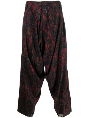 Yohji Yamamoto floral-print tailored trousers - Black