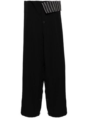 Yohji Yamamoto folded-waist wide-leg wool trousers - Black