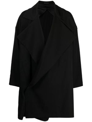 Yohji Yamamoto funnel-neck wool coat - Black